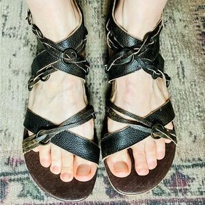 Bed stu Roan distressed leather brown gladiator sandals 8.5